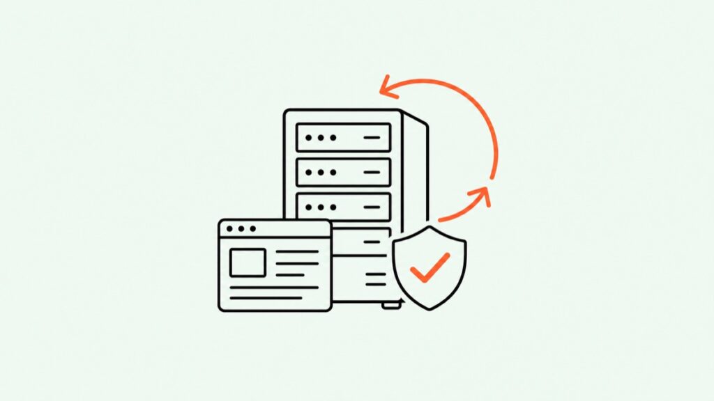 サーバーと盾のアイコンで、Xserverでブログを安心して運用するイメージ