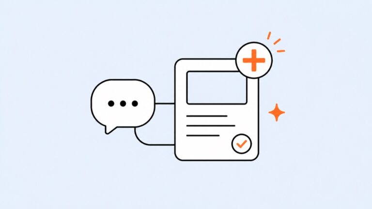 吹き出しと記事カードのアイコンで、ChatGPT Plusをブログ運営に使うイメージ